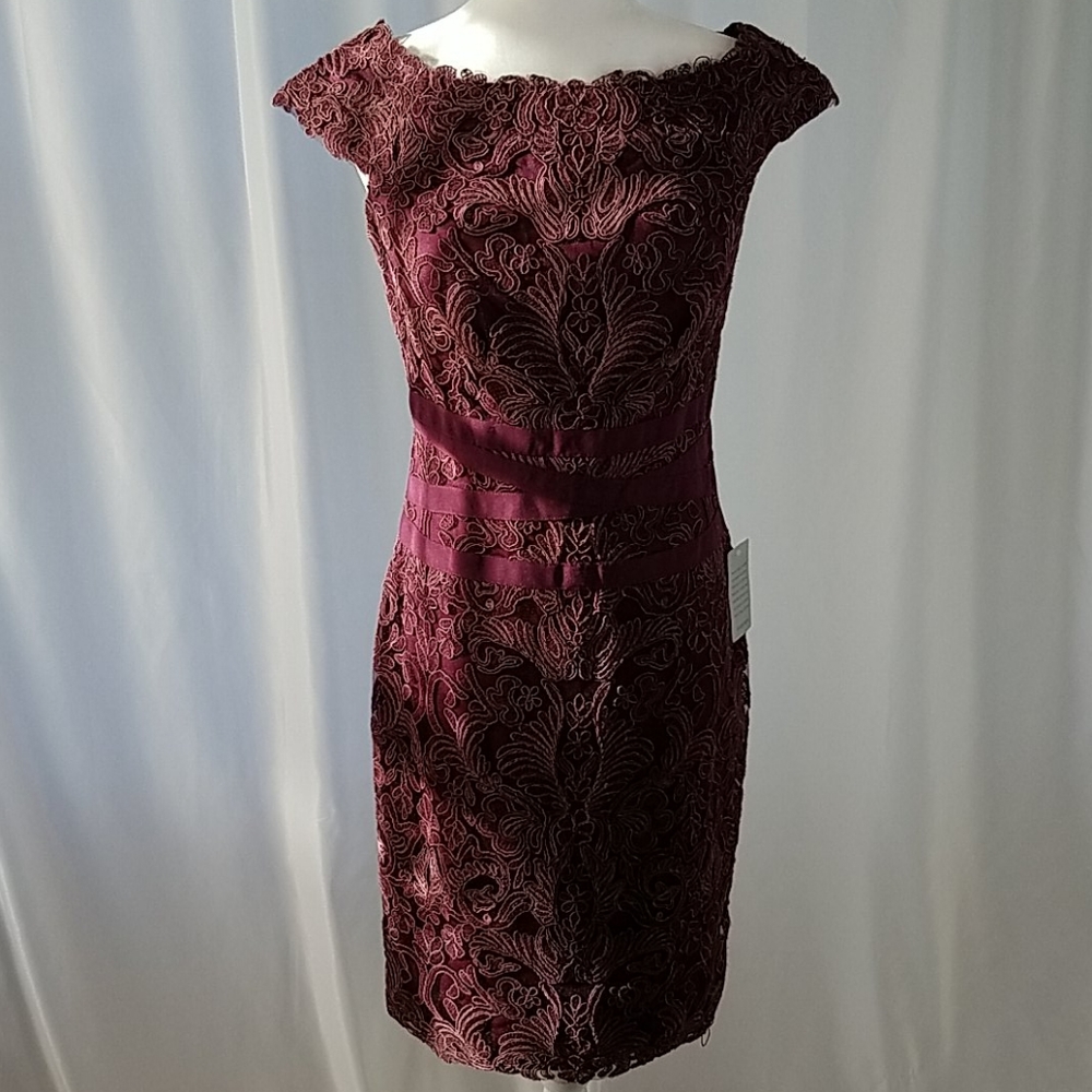 NWT Tadshi Shoji Stretch Lace Cocktail Dress Sz 8
